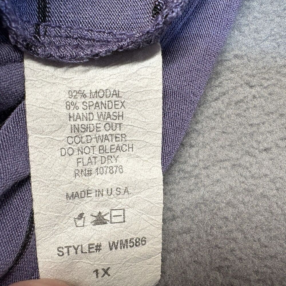 Comfy USA Size 1X Purple Striped Top Dolman Sleeve Pocket Casual Shirt - Picture 5 of 7